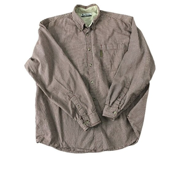 Columbia Button Down Shirt Mens Large Maroon Checked Long Sleeves Plaid Top - Picture 10 of 10